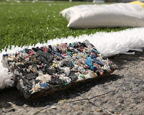 The bottles were treated and used as infill for the synthetic 3G pitch