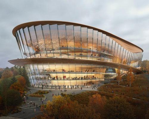 The body of the structure will be locally crafted with timber sourced through Russian forestry, while huge glazed expanses wrapping it its entirety