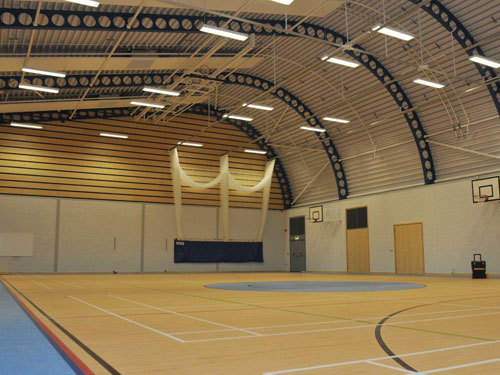 Inside the school's new sports hall