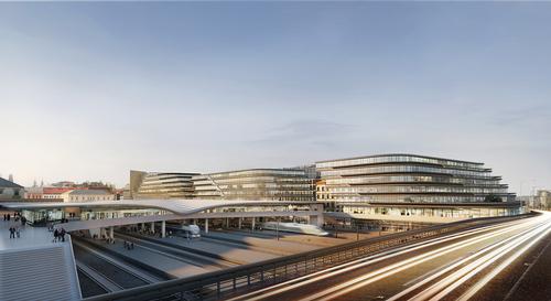 The district will include a new transport hub, with rail, bus and metro links and a line to the city’s airport / Zaha Hadid Architects