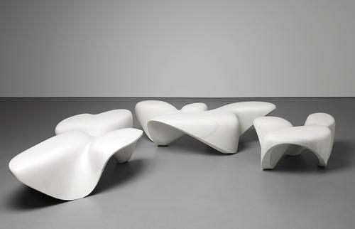 Zaha Hadid created three sculptural marble tables for the auction / Phillips 