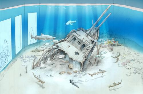 The aquarium's main exhibit will feature a recreated 17th century shipwreck / St Augustine Aquarium