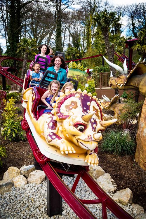 Younger visitors can board the 23kmh Dino-Chase rollercoaster
