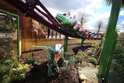 The Velociraptor boomerang coaster was designed by Vekoma