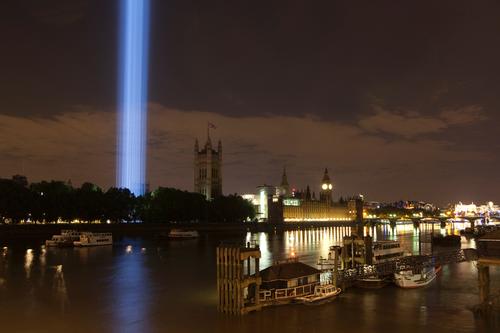 The view from Lambeth Bridge of Spectra. The installation will be lit up from dusk until dawn on the 11 August / Olivia Rutherford The view from Lambeth Bridge of Spectra. The installation will be lit up from dusk until dawn on the 11 August / Olivia Rutherford
