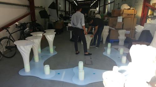 Furniture has been designed by architect Arthur Mamou-Mani, a protégé of Zaha Hadid / Food Ink