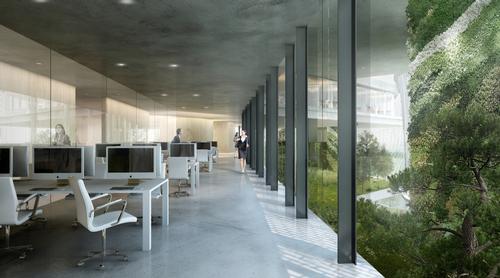 Each design brand will have its own office in one of the six arms of the building / MAD Architects