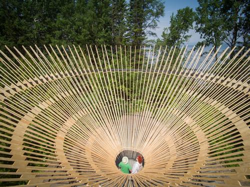 Cyclops is eight metres in diameter and suspended over the forest floor / International Garden Festival