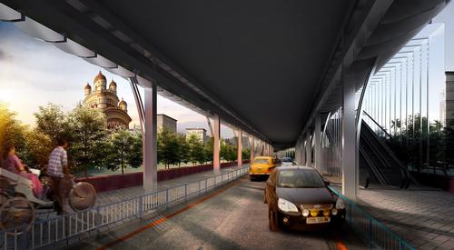 The road for motorised vehicles will run beneath the Skywalk / Design Forum International