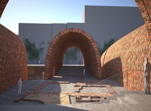 The architects said: 'Through composition, rotation and the gathering of individual volumes of vaults, the project consciously breaks the inherent urban texture' / Studio Pei-Zhu