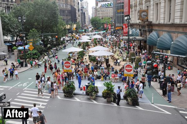 Since 2007, almost 45,000sq m has been reclaimed as public space in New York, making it a much more liveable city