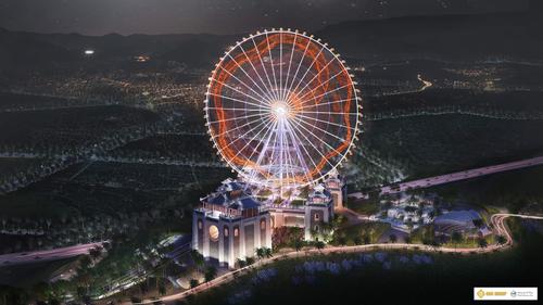 A nighttime view of the Giant Wheel atop the Mountaintop FEC. / ITPS