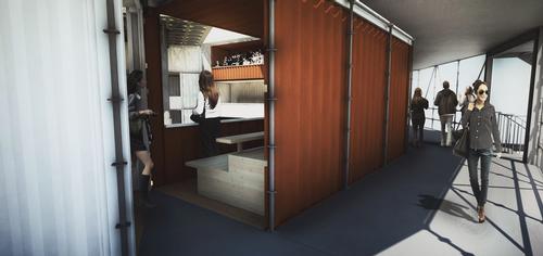 The backstage areas would also be created using shipping containers / The Container Globe