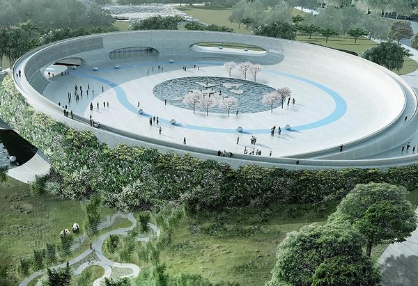 BIG’s design for Zootopia has a pod transportation system and raised viewing platform / Photo: © bjarke ingels group