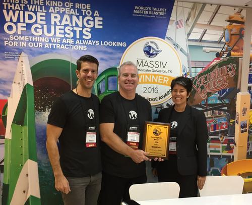(Left to right) Paul Chutter, Pat Finnegan, and Franceen Gonzales with WhiteWater’s Leading Edge Award.