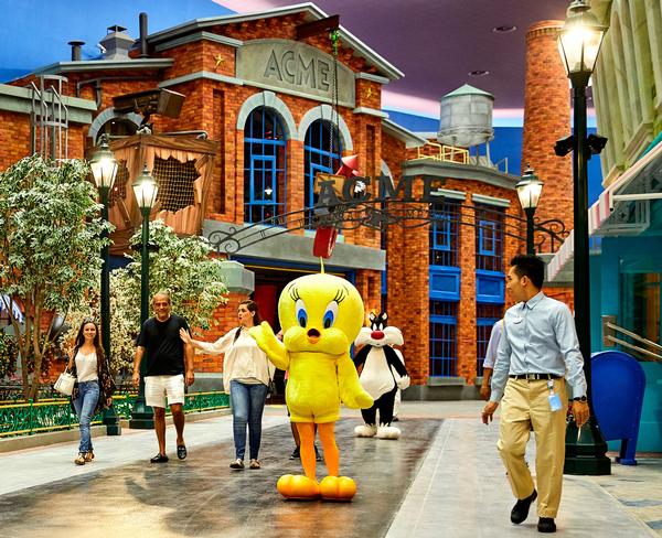 Warner Bros characters, such as Tweety Pie and Sylvester, will meet and greet visitors around the park