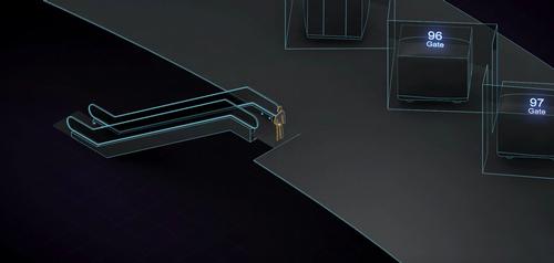 Passengers start their journey by finding their gate / Hyperloop One