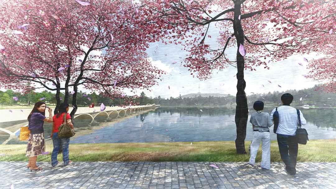 Cherry blossoms will bring colour to one of the park's biotopes / West 8
