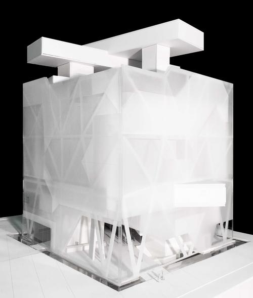 The lower levels will accommodate gallery spaces exhibiting art of the first half of the 20th century, while the upper spaces above them will house sculptures / Asymptote Architecture