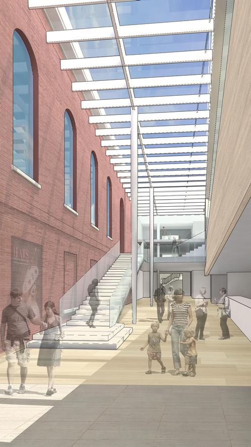 The three-storey development occupies the northwest corner of the museum complex