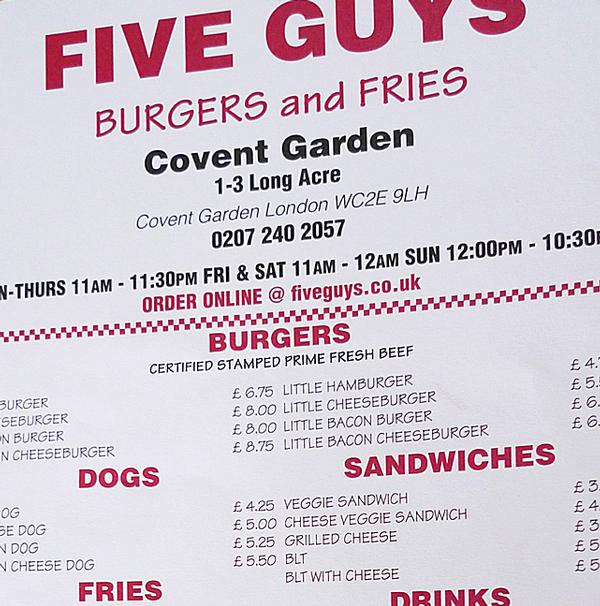Five Guys sells premium burgers