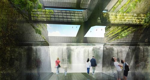 The design team said its approach was to highlight the falls and the complex material layers of the site / Snøhetta