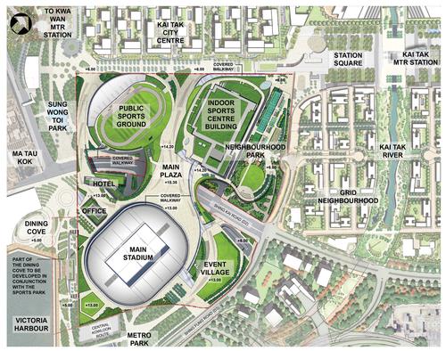 The main concept plan for the project / Kai Tak Sports Park