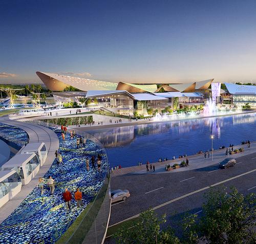 The site is being constructed on a reclaimed man-made island off Hainan / Benoy