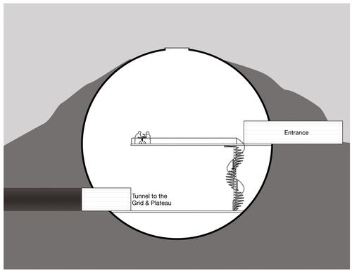 An outer building would be partially underground inside an artificial mountain / MoCAM