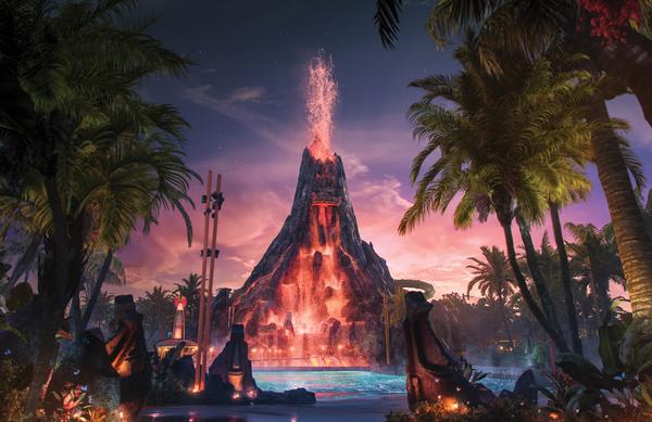 Universal Orlando’s Volcano Bay waterpark is centred around the 200-foot-tall erupting Krakatau