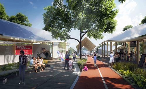 Cycle and running paths will connect the districts / MAD Architects
