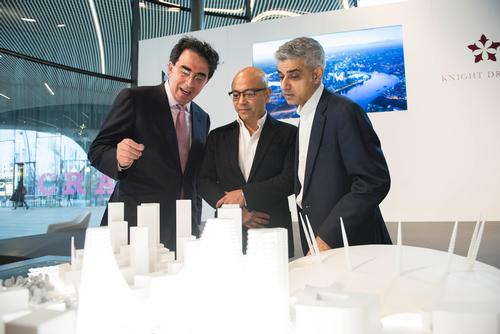 Santiago Calatrava, Knight Dragon vice chairman Sammy Lee and London mayor Sadiq Khan at the project launch / Ashley Bingham