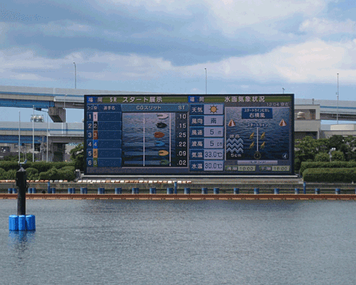 Mitsubishi's screen at the Boat Race Fukuoka