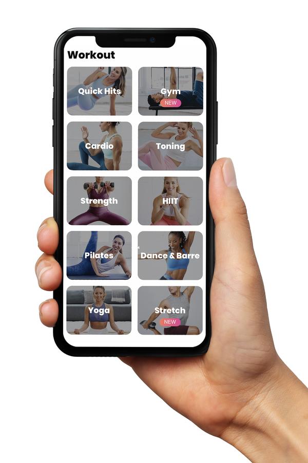 The app includes a wide variety of workout styles
