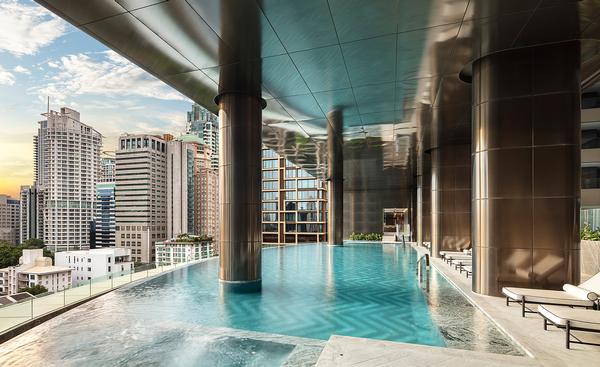 Sindhorn Wellness has a 25m saltwater infinity pool overlooking Bangkok