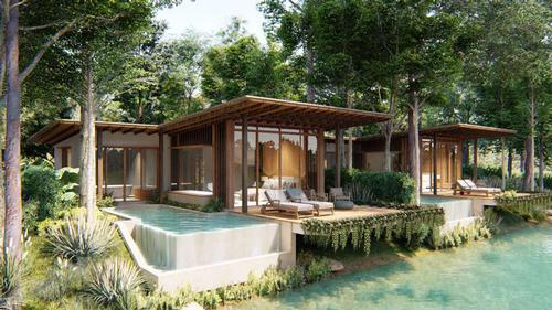 The resort’s accommodation offering will consist of 298 two- or three-bedroom solar-powered villas designed by Habita Architects together with Arsom Silp Institute of the Arts