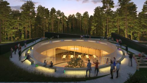 At the centre of the building will lie the experience centre, which will provide a 360 degree view of the production process / Vestre/Bjarke Ingles Group