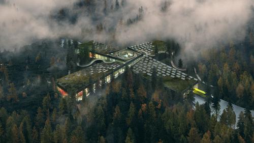 Cladding for the building will be cut from the same trees that were felled to make way for the factory / Vestre/Bjarke Ingles Group