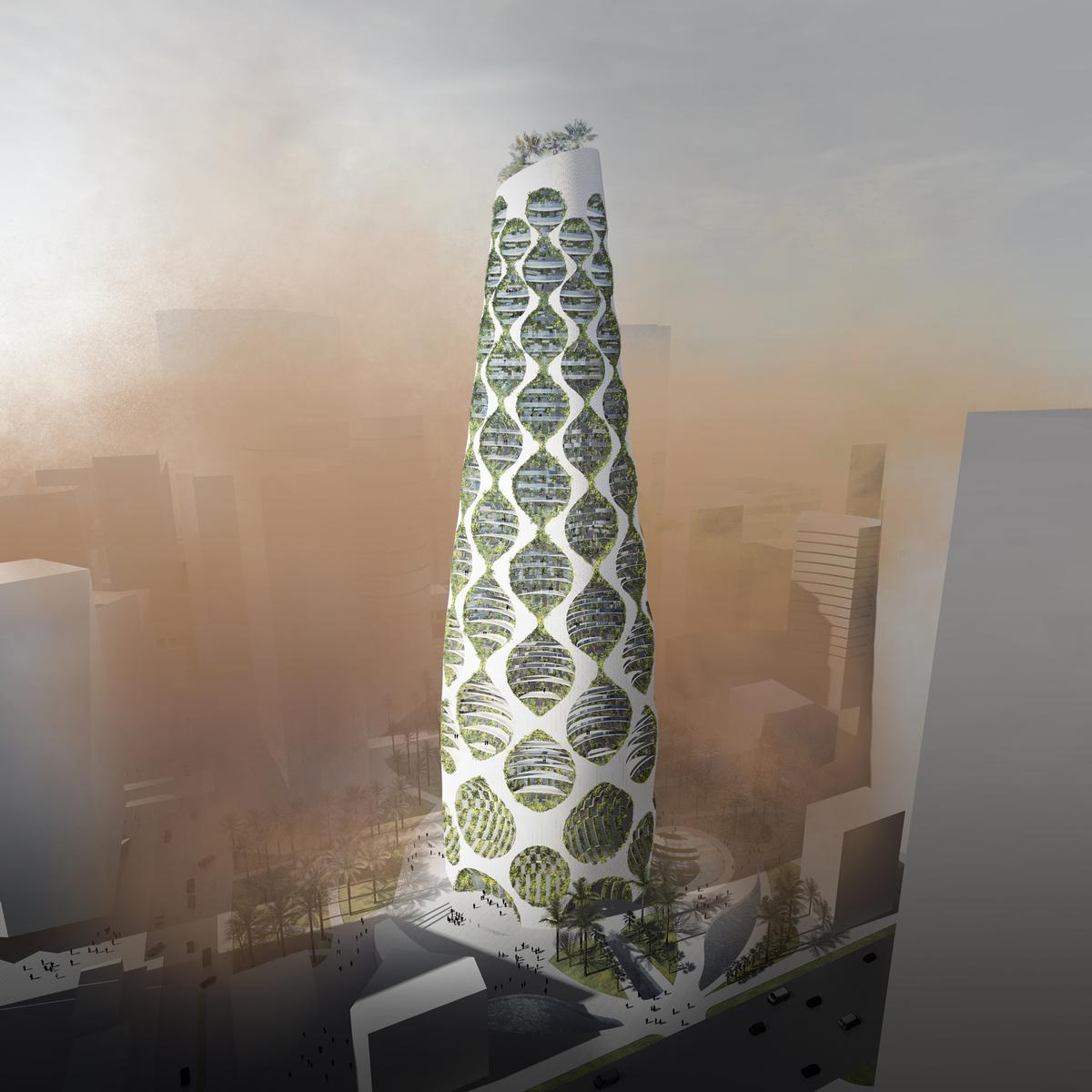 The tower would feature 59 above- and below-ground levels spread across a height of 220m (722ft) / FAAB Architektura