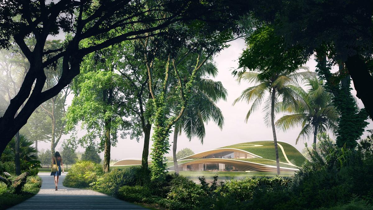 The design has an organic form with abundant greenery / Kengo Kuma & Associates + K2LD Architects