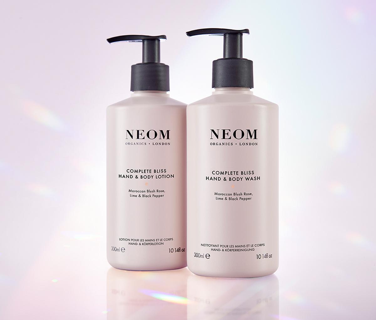 The line features a hand and body wash or lotion, available in two scents / Neom Organics