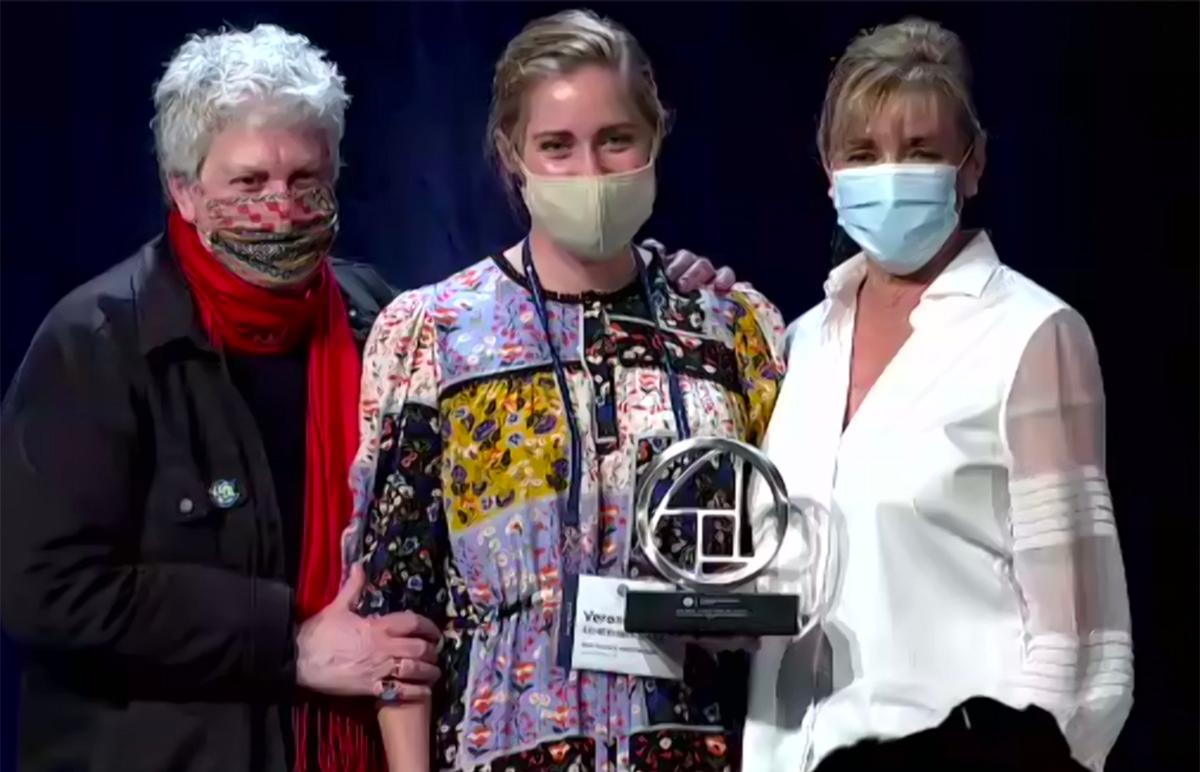 Nancy Davis (L) and Susie Ellis (R) presented the award live on stage at the 2020 event in Florida