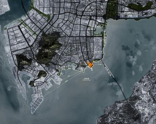 The opera house project will extend into the sea resembling a peninsula, overlooking Hong Kong to the south across Shenzhen Bay / Bureau of Planning and Natural Resources of Shenzhen Municipality