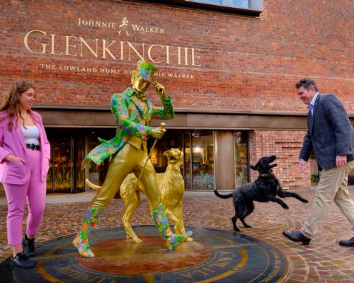 Johnnie Walker's famous 'striding man' has been reimagined to welcome visitors. / Diageo