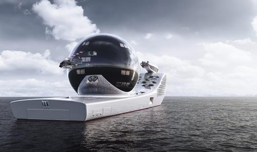 The research vessel will feature a 13-storey Science Sphere, housing 22 laboratories / Earth 300