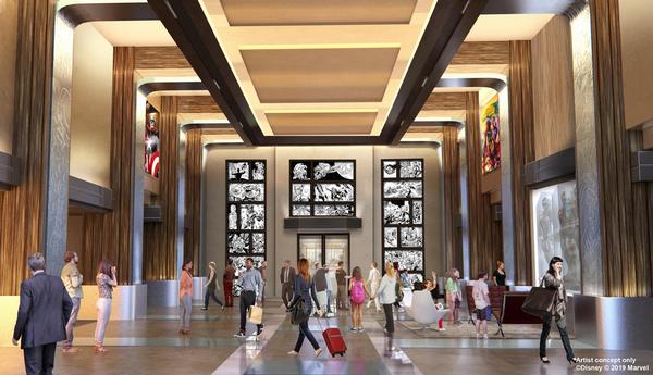 Artist Carlos Gomez made black and white panels for the hotel lobby / Photo: Courtesy of Disney