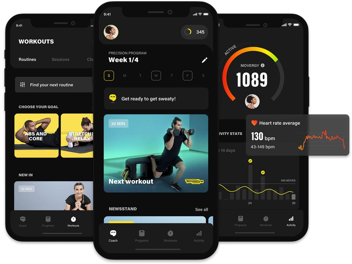 Each day Technogym app suggests a workout based on the user's goal / Technogym