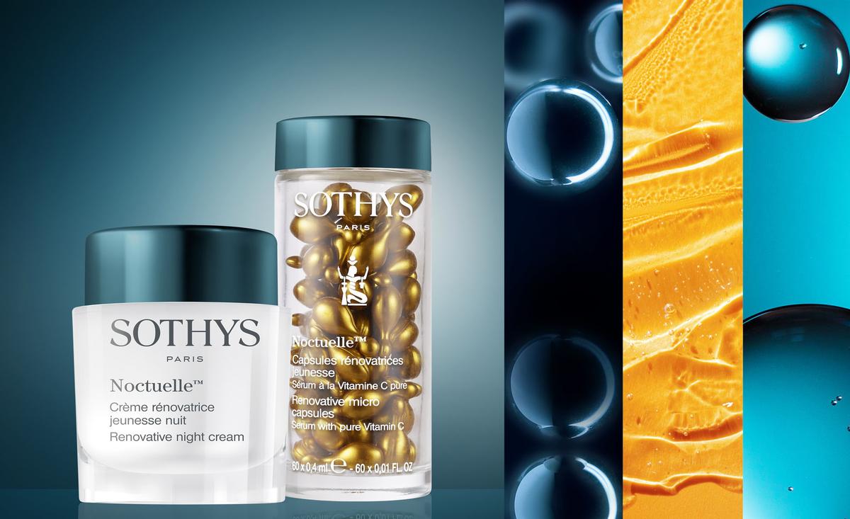 Sothys’ nighttime Noctuelle line consists of a two-step ritual, including a night care cream and microcapsules / 