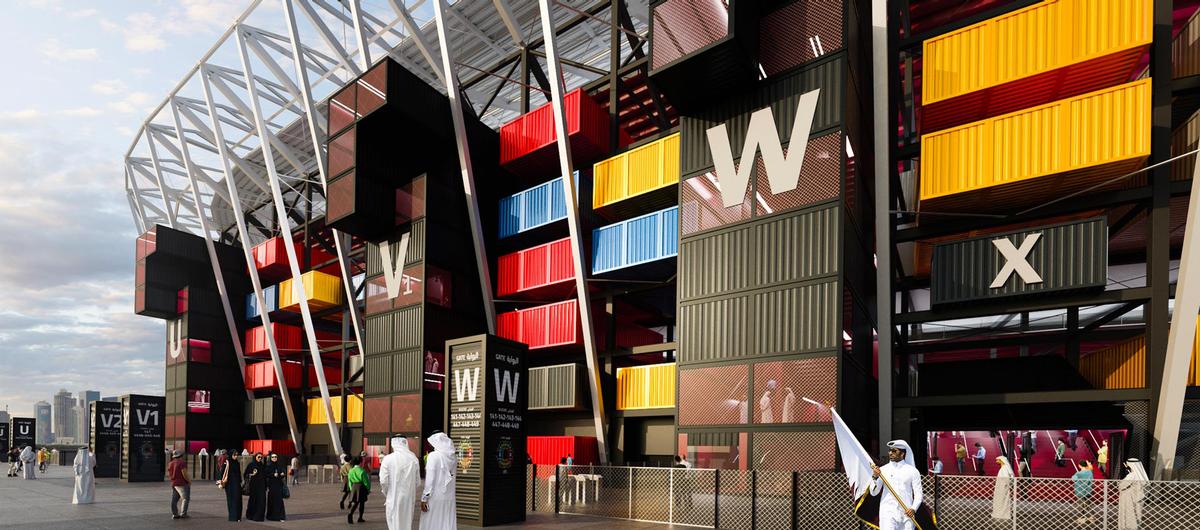 Stadium 974 has been constructed using 974 shipping containers / Fenwick Iribarren Architects