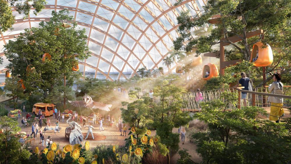 The £125m proposals include three shell-shaped pavilions designed by Grimshaw Architects / Eden Project